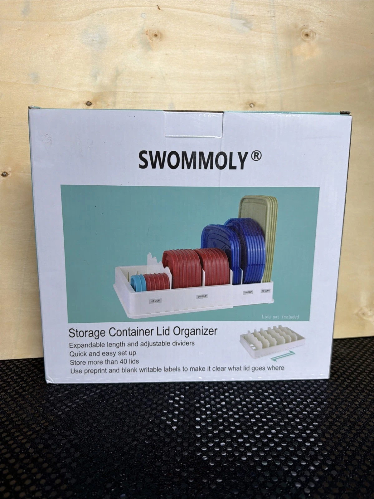 Swommoly Expandable Food Storage Container Lid Organizer ~ New