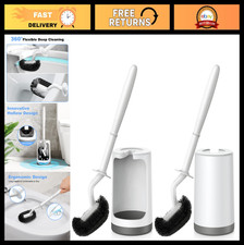 Toilet Bowl Brush Holder Set - Curved Design for Deep Cleaning - Compact Scrubbe