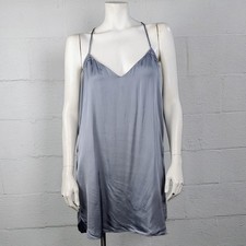 BHLDN Anthropologie Silver Blue Gray Anbet Chemise Nightie Size L
