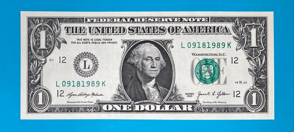 September 18, 1989 (L 09181989 K) BIRTHDAY Note $1 One Dollar Bill *UNC* - Image 2 of 4