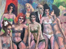 MID CENTURY DRAWING MODERNIST LISTED BILL VOSS EXPRESSIONIST WOMAN WOMEN 1960