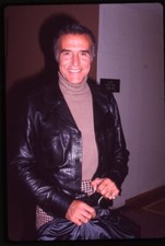 Ricardo Montalban 1970's Candid Black Leather Jacket Original 35mm Transparency
