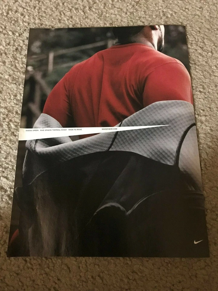 Vintage NIKE SPHERE THERMAL HOODY Poster Print Ad AHMAN GREEN BAY PACKERS RARE - Image 1 of 1