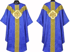 Chasuble Blue clergy gothic vestment and stole set,casula,casel,casulla NEW