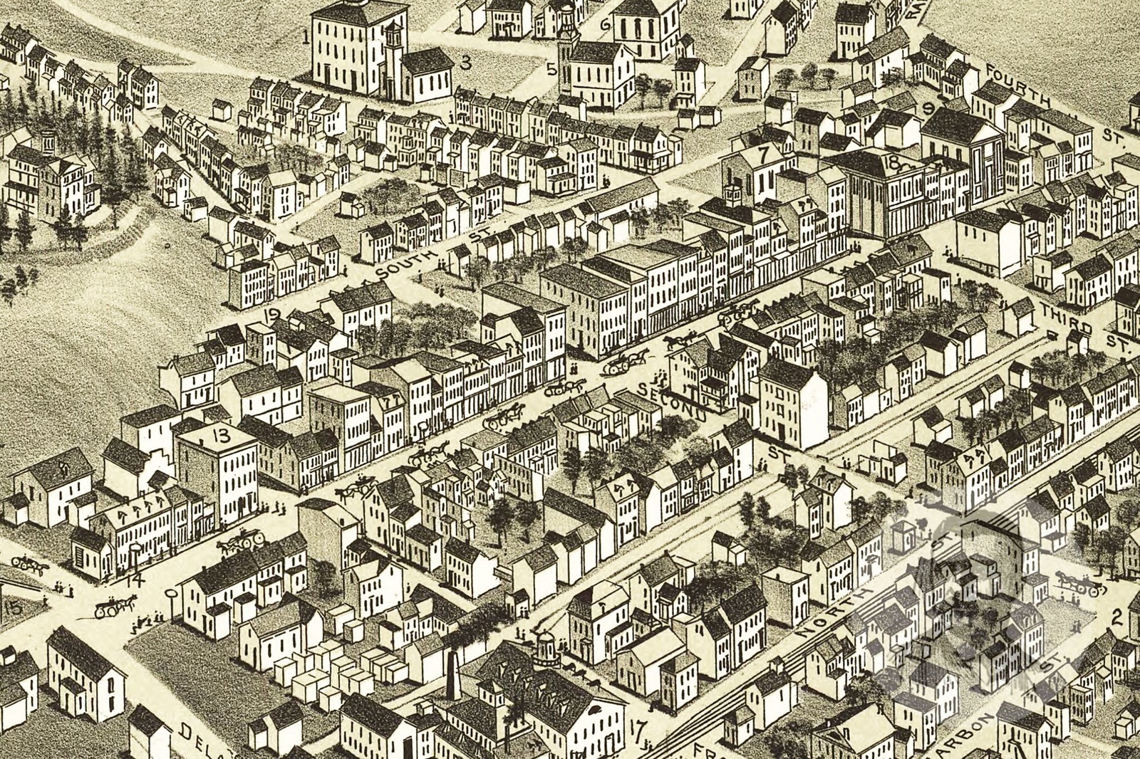 Old Map of Minersville, PA from 1889 Vintage Pennsylvania Art
