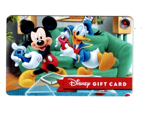 DISNEY Gift Card Mickey & Donald Playing Video Games 1122