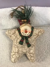 Christmas ornament wall decoration primative snowman star EX6403