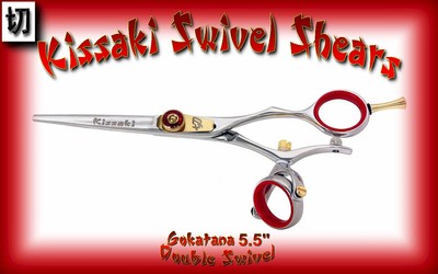 Kissaki Pro 5.5'' Gokatana R DOUBLE SWIVEL Hair Cutting Scissors Salon Shears