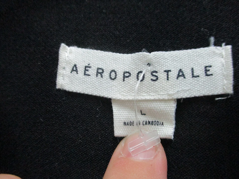 Camisa Aeropostale Grande Juvenil Negra Deletreada Logotipo Repujado Elastizada Niñas YLG Foto 4 de 4