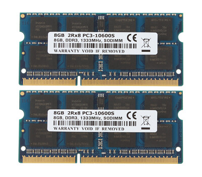 DDR3 RAM 16 GB 2X 8GB 2Rx8 PC3-10600 SODIMM 1333Mhz 204Pin Laptop Memory PC10600
