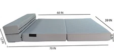Lounger Folding Foam Mattress, Convertible Sleeper Sofa Bed 6 x 39 x 80 Gray
