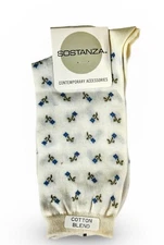 Vintage Sostanza NWT Cream Floral Women's Dress Ankle Trouser Socks Size 9-11