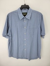 Eddie Bauer Shirt Mens XL Blue Check Short Sleeve Button Up Outdoor Casual