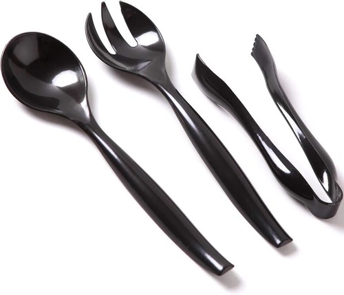 Disposable Plastic Serving Utensils 10" Spoons and Forks 6" Tongs - 18 Pack - Picture 14 of 30