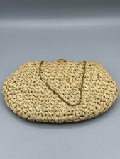 Vintage Crochet Ribbon Clutch By MM Snap Closure Handbag Made in Belgium