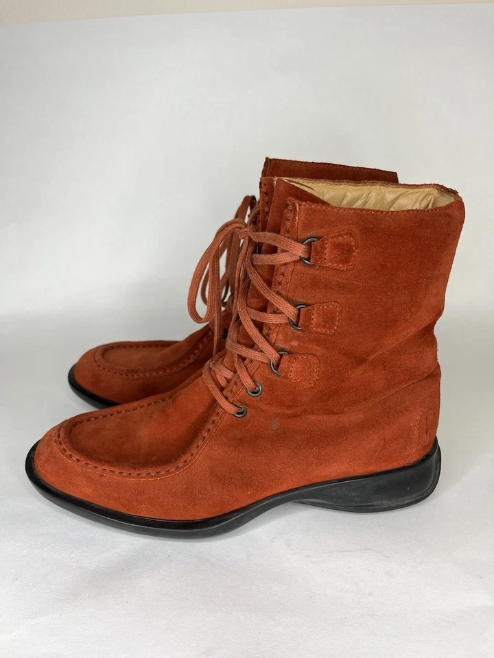 Botines Tods con cordones para mujer talla 36,5 EE. UU. 6,5 naranja gamuza cuero cómodo  Foto 4 de 4