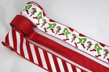 Christmas Grinch Set of 3 Ribbon Rolls, 1.5   2.5  x 5 yd each, Wired Edge