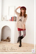 Sheer Tights with Floral Print- Tulip Pattern