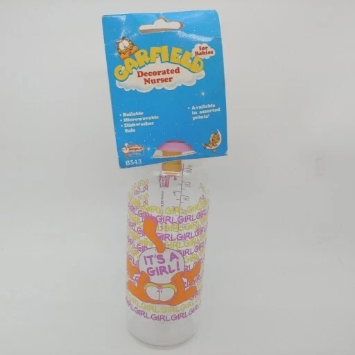 Vintage Garfield Its A Girl Decorated Dropin Nurser Baby Bottle 9oz NOS. M