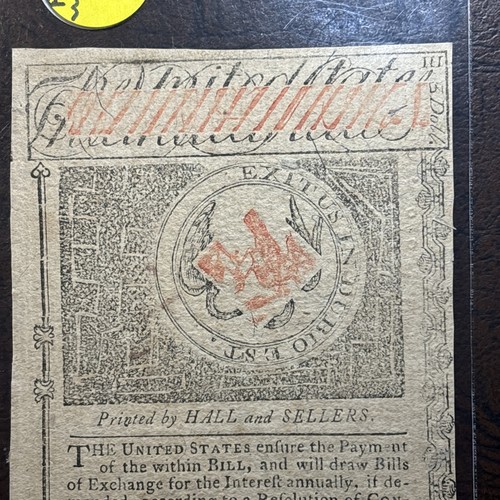 rhode island colonial currency Three Dollars July 2 1780 Signed And Issued - Picture 11 of 20