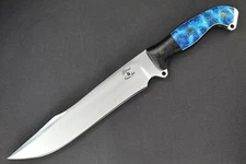 Busse Custom Harpoon BWM .22" Re-curve Satin INFI, Black G10 G-rexed Blue Coral 