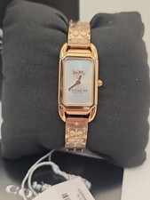 Coach TANK Women's Rose Gold Bangle Bracelet Quartz Wristwatch Water-Resistant