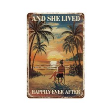 Woman Bathing on the Beach Tin Metal Signs Home D cor 8x12