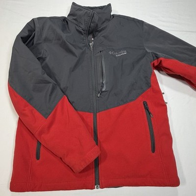 Columbia Titanium Omni Heat Fleece Lined Jacket Men L Red Zip Hike - 6365