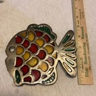 Owl Trivets & Napkin Holder Cast Metal Mosaic Vintage Taiwan (3) — photo 4