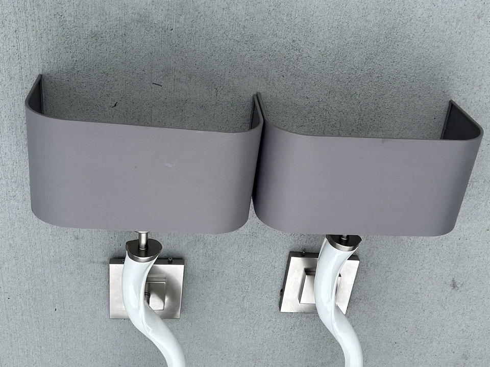 RARE-Vintage Lot of 2 PAIR Arteriors Adonia 34" Tall 1 Light Wall Sconces Nickel - Image 2 of 4