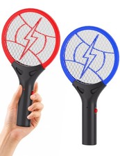 Mini Electric Fly Swatter Bug Zapper Racket, 2 Pack Battery Operated Red Blue