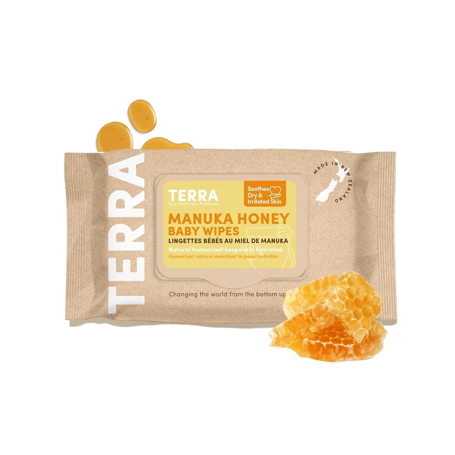 Terra Organics Baby Wipes Manuka Honey 70 ea (Pack of 12)