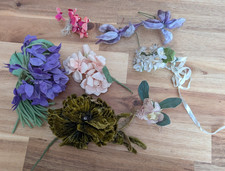 Vintage Millinery Flower Lot, Made of Fabric, Velvet and Chenille