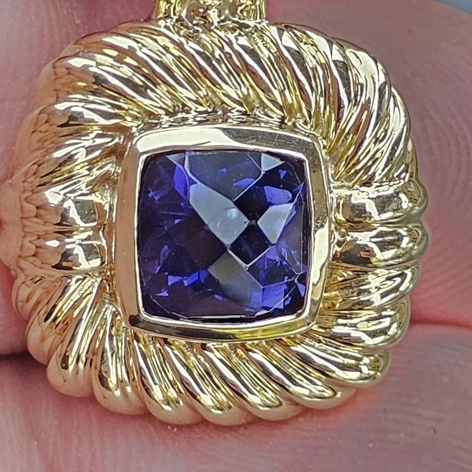 Colgante Cable David Yurman Albion Iolite Oro Amarillo 14k 1" 9.5g 19mm Ancho Foto 3 de 4