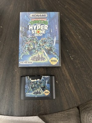 Sega Genesis Game Teenage Mutant Ninja Turtles The Hyperstone Heist Case & Game 