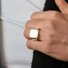 925 Sterling Silver Minimalist Chunky Signet Dainty Ring Duty Free