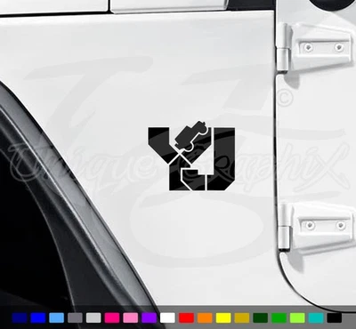 YJ Fender Side Decal 1 Pair 5 inch Decals choose your color