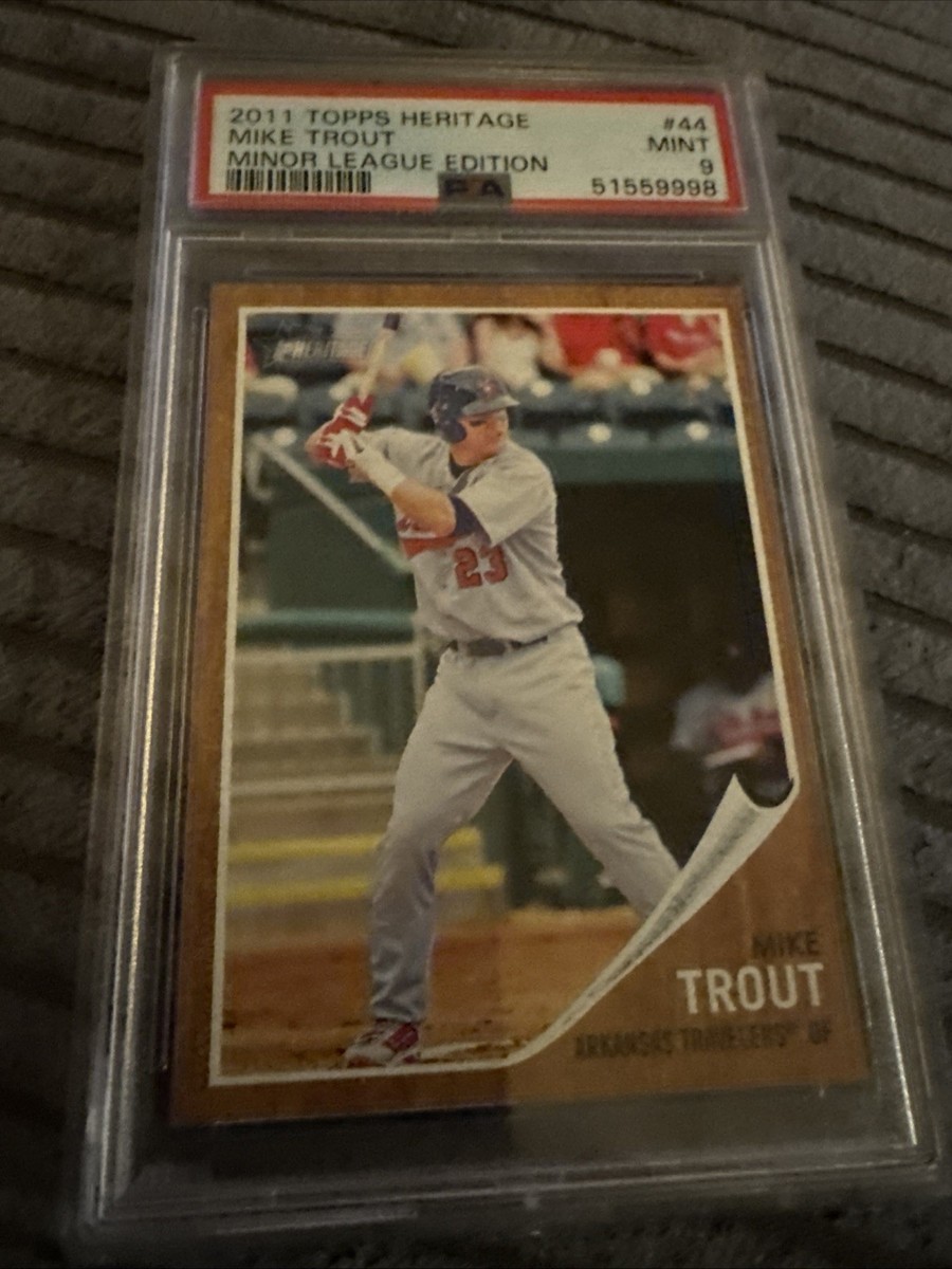2011 TOPPS HERITAGE MINORS EDITION #44 MIKE TROUT ROOKIE RC PSA 9  display picture 1