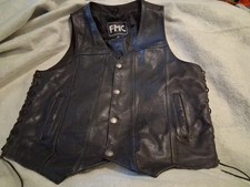 FMC Leather Vest Sz Xl Biker Motorcycle Club Western Pockets Moto Riding laced