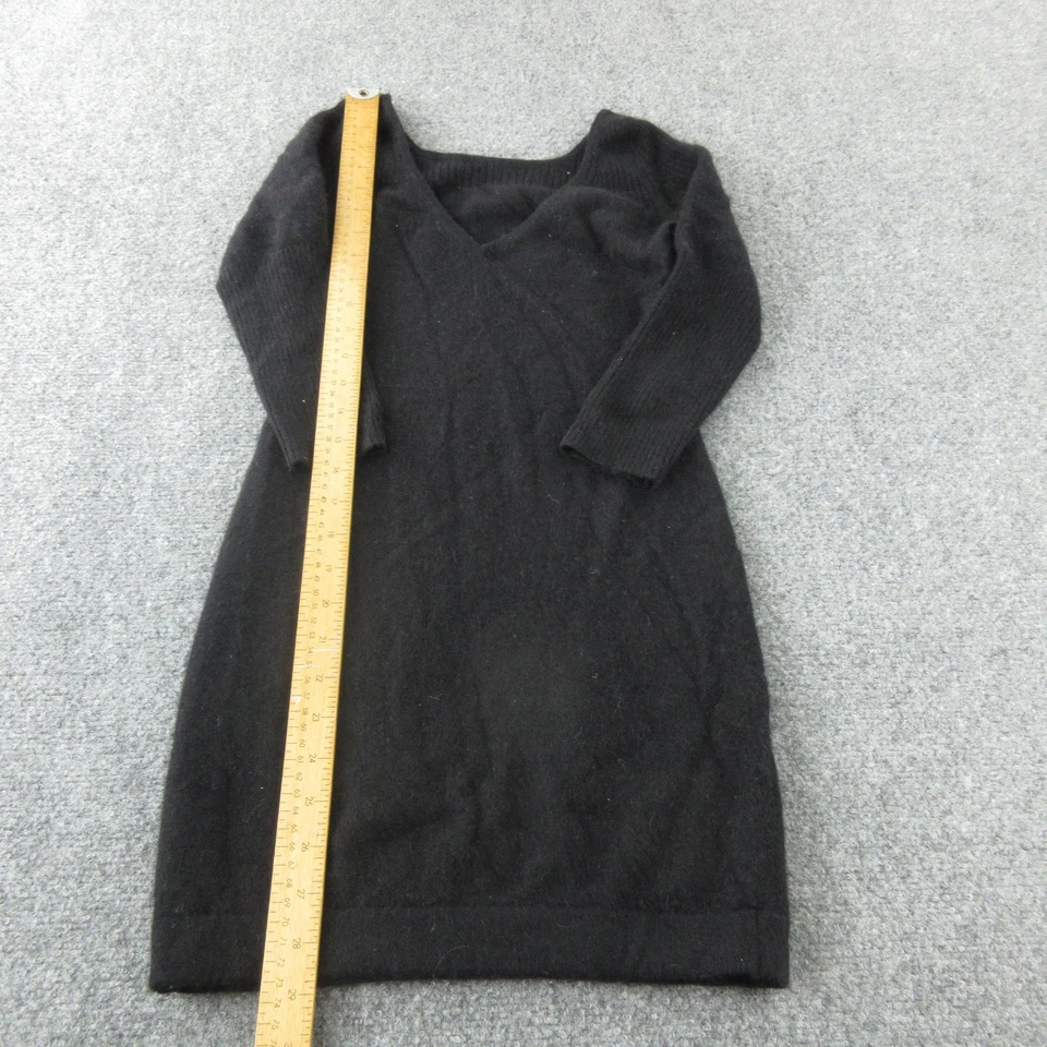 Vestido Suéter Bebe Para Mujer Pequeño Negro Mezcla Cachemira Manga Larga Bolsillo Tejido Foto 2 de 4