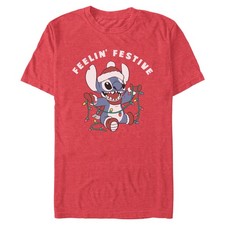 Men's Lilo  Stitch Feeling The Festive Lights Stitch T-Shirt