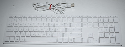 HP TPC-COO3K Slim/Thin White Wired USB Keyboard for Desktop Computer or Laptop