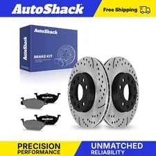 Front Drilled Slotted Brake Rotors Ceramic Pads for 2013 VW Jetta 2.0L