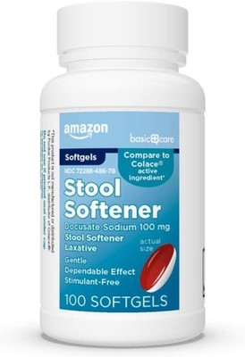 Stool Softener Laxative Docusate Sodium 100 mg Softgels Constipation Relief