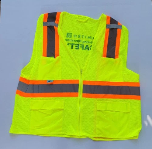 Shine Bright Safety Vest Yellow Orange United Catering 2 Pockets Mens XL , XXL - product listing photo