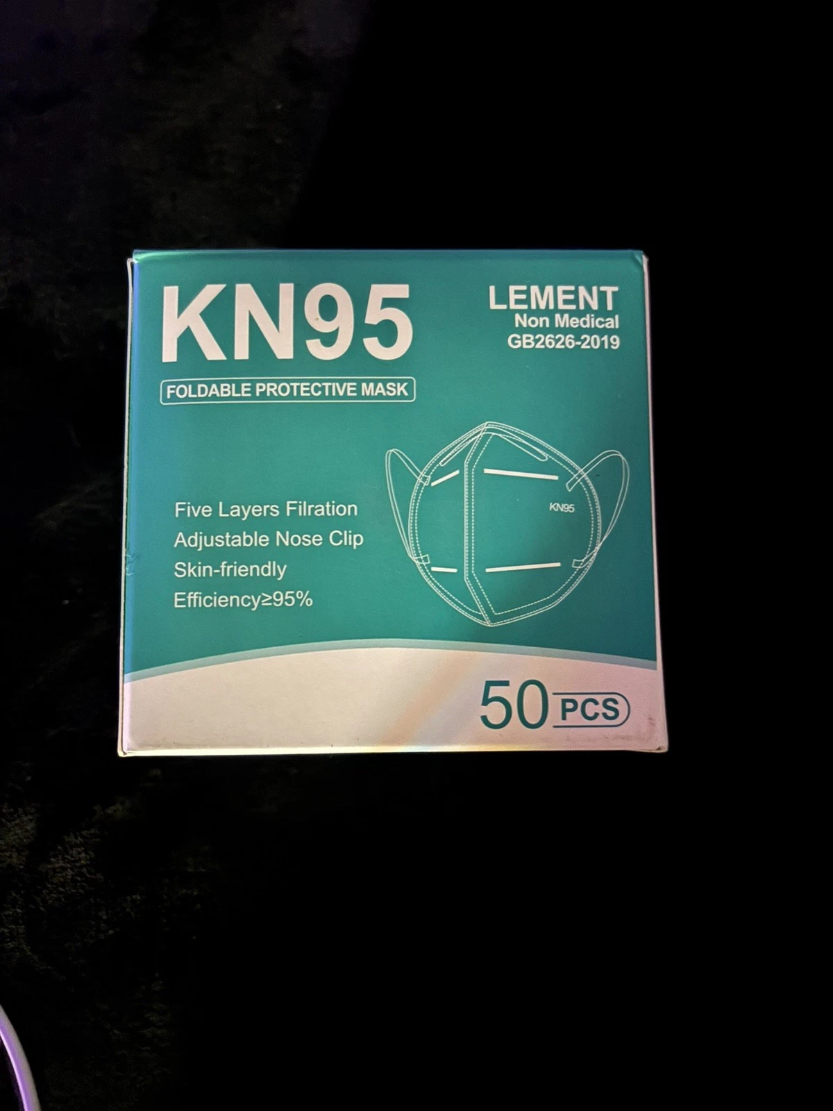LEMENT 50PCS KN95 Face Mask 5 Layer Cup Dust Safety Masks Breathable Elastic ...