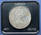 1972 Canada Silver Dollar with Case Elizabeth II Portrait/Voyageur