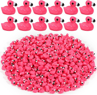 100 Pcs Mini Resin Flamingo Ducks, Pink Flamingo Figurine Tiny Animal Figures fo