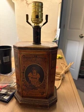 Vintage Colman’s Mustard Tin Lamp Wood Footed Base Tested and Works 