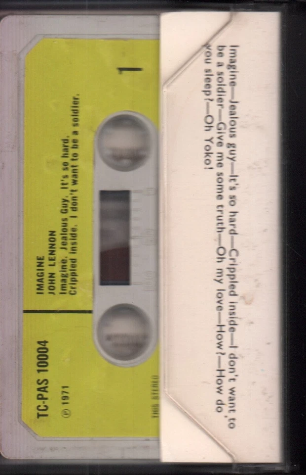 John Lennon Imagine cassette UK Apple 1971 cassette grey shell with lime paper - Image 2 of 3